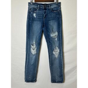 Judy Blue Distressed Boyfriend Jeans - Blue